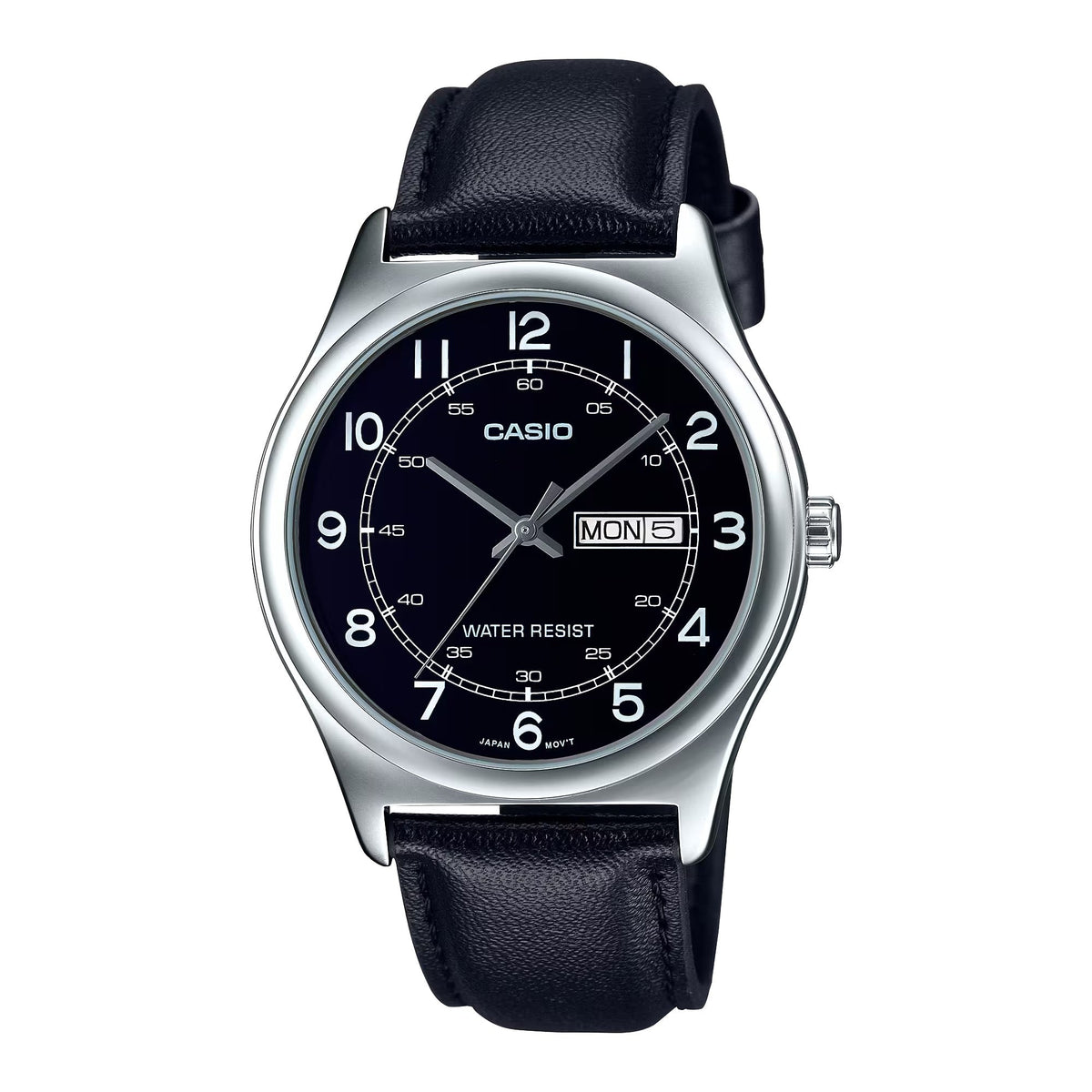 Casio Men's Black Leather Watch with Black Dial - MTP-V006L-1B2UDF