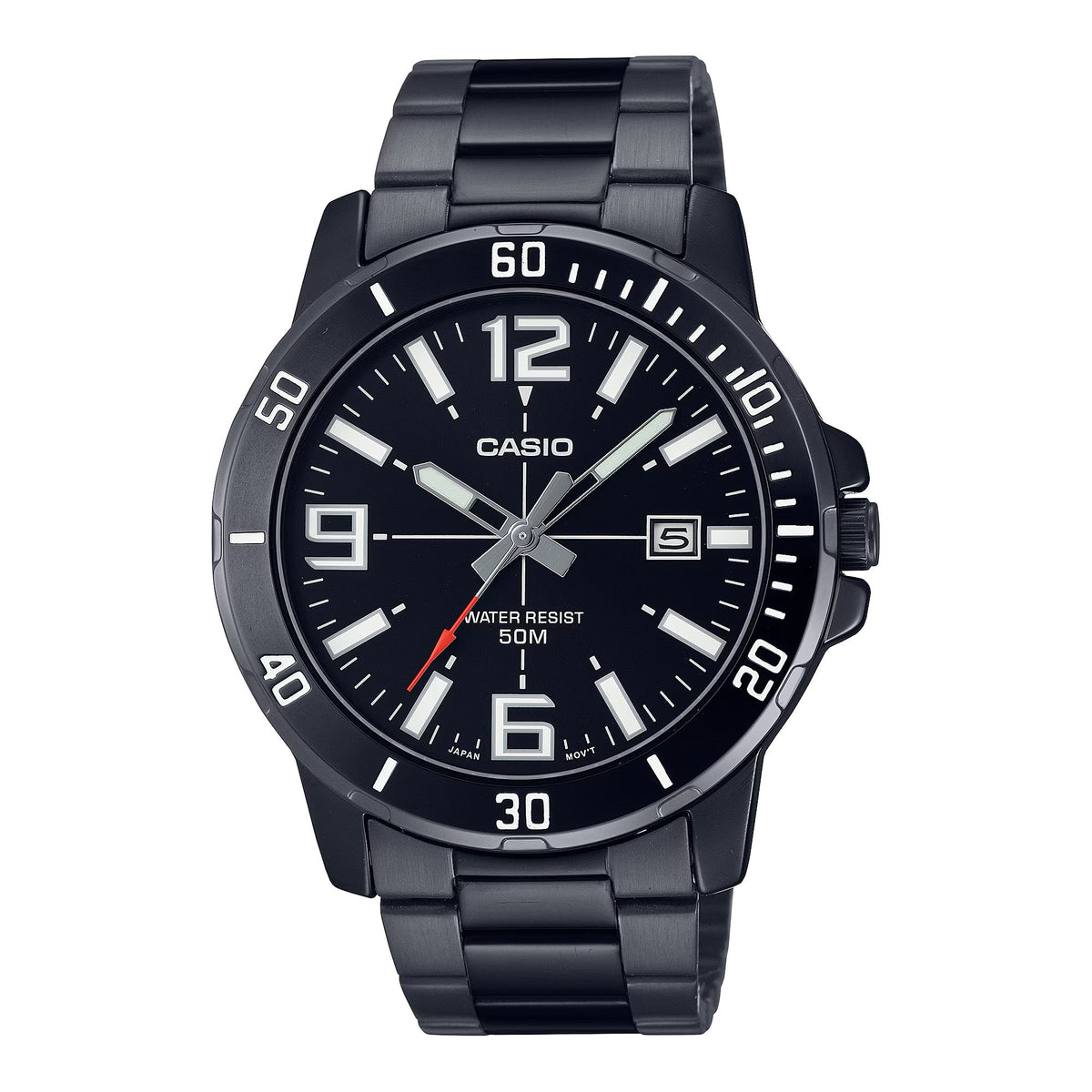 Casio Men's Black Dial Stainless Steel Bracelet Watch - MTP-VD01B-1BVUDF