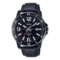 Casio Men's Black Analog Watch with Date Display and Leather Band - MTP-VD01BL-1BV