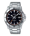 Casio Men's Silver Watch with Black Dial - MTP-VD01D-1E2V
