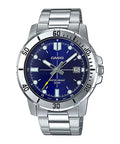 Casio Men's Silver Watch with Blue Dial - MTP-VD01D-2EVUDF