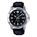Casio Men's Black Dial Sport Analog Watch with Leather Strap - MTP-VD01L-1EVUDF