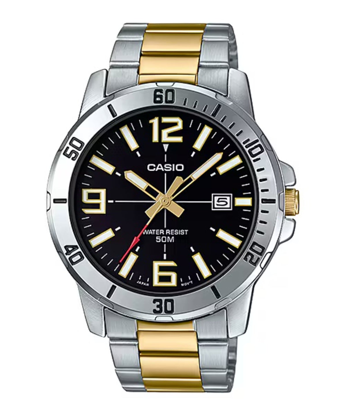 Casio Men's Two-Tone Stainless Steel Watch with Black Dial - MTP-VD01SG-1BV