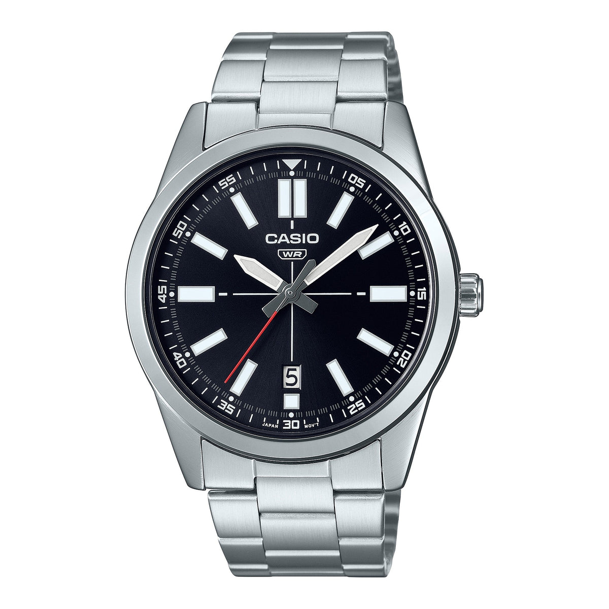 Casio Men's Black Dial Stainless Steel Bracelet Watch - MTP-VD02D-1EUDF