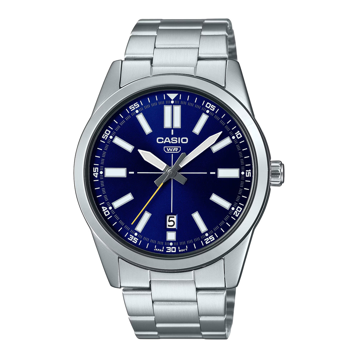 Casio Men's Blue Dial Analog Watch with Stainless Steel Bracelet - MTP-VD02D-2EUDF