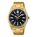 Casio Men's Gold-Tone Stainless Steel Black Dial Analog Watch - MTP-VD02G-1EUDF