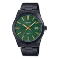 Casio Men's Black Stainless Steel Watch with Green Dial - MTP-VD03B-3AUDF