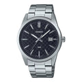 Casio Men's Black Check-Pattern Dial Stainless Steel Bracelet Watch - MTP-VD03D-1AUDF