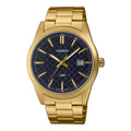 Casio Men's Gold-Tone Stainless Steel Watch with Black Dial - MTP-VD03G-1AUDF