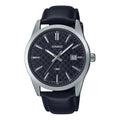 Casio Men's Black Textured Dial Analog Watch with Leather Strap - MTP-VD03L-1AUDF