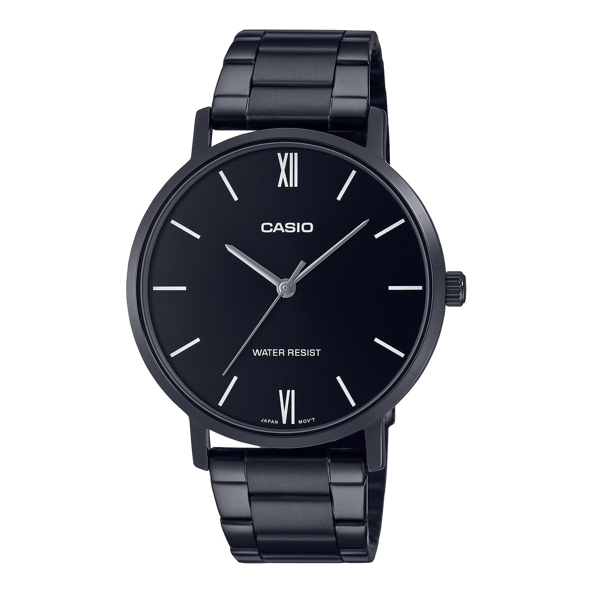 Casio Men’s Black Stainless Steel Watch Black Dial - MTP-VT01B-1BUDF