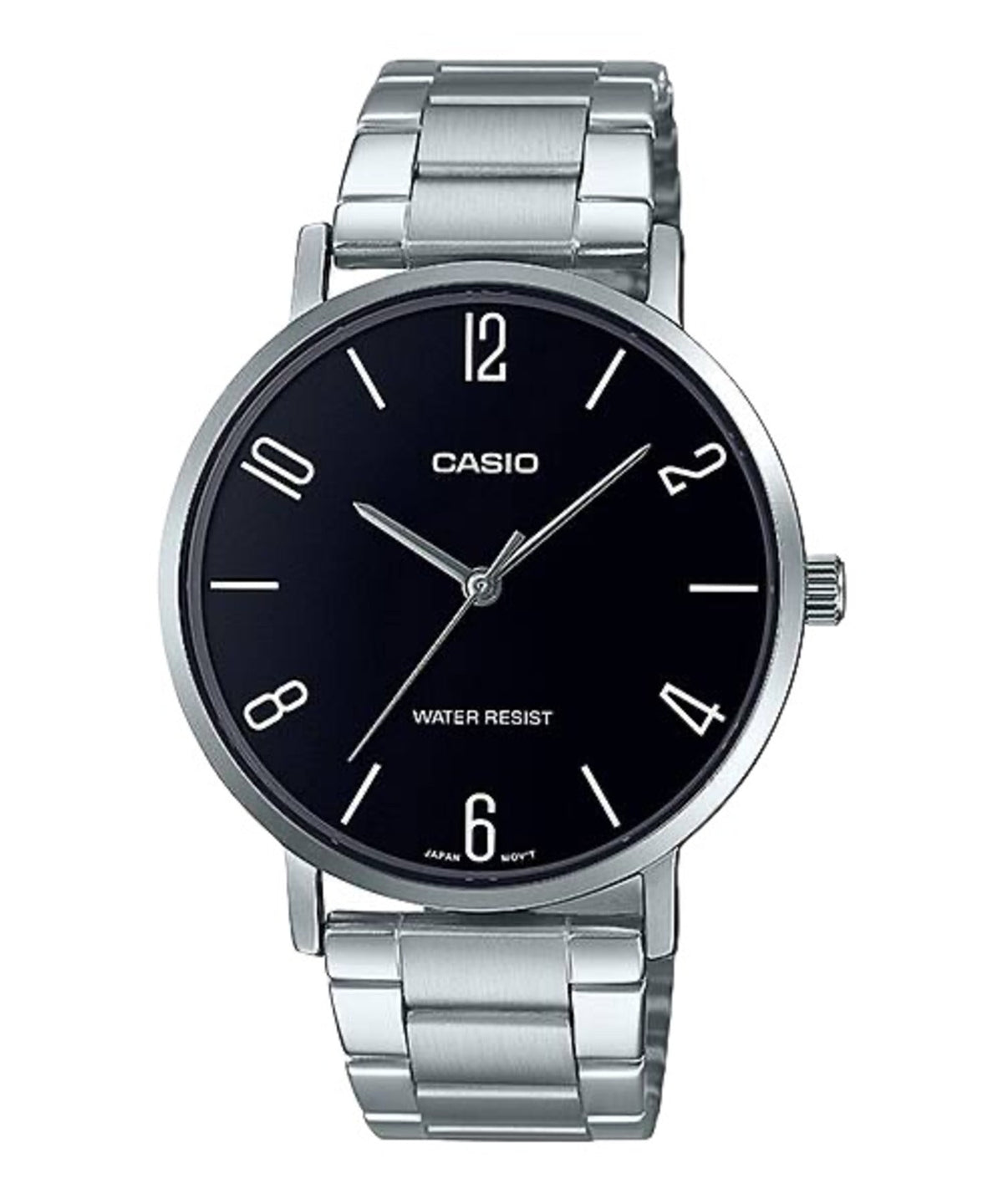 Casio Men's Black Dial Stainless Steel Bracelet Watch - MTP-VT01D-1B2UDF
