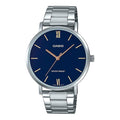 Casio Men's Silver Bracelet Analog Watch with Blue Dial - MTP-VT01D-2BUDF