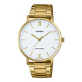 Casio Men's Gold Tone Analog Watch with White Dial - MTP-VT01G-7BUDF