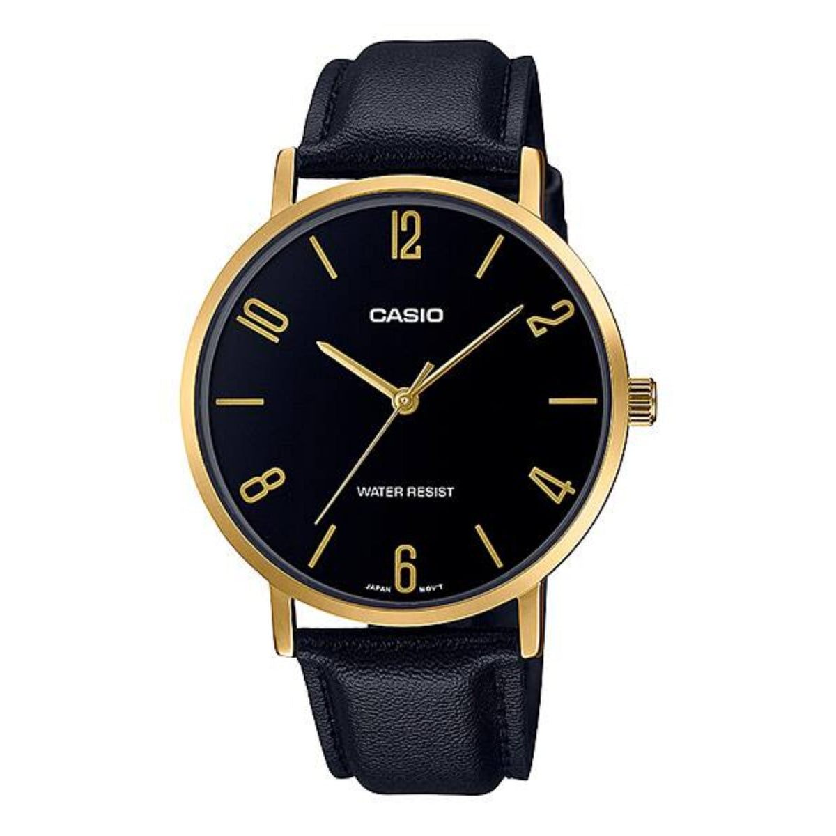 Casio Men's Gold Tone Analog Watch with Black Dial - MTP-VT01GL-1B2UDF