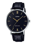 Casio Men's Black Dial Leather Strap Analog Watch - MTP-VT01L-1BUDF