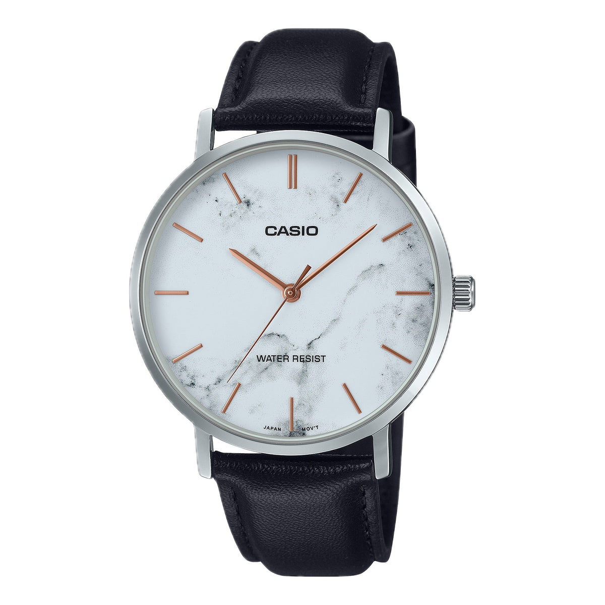 Casio Men's Marble-Dial Leather Strap Watch - MTP-VT01LM-7AUDF