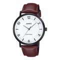 Casio Men's Leather Analog Watch White Dial - MTP-VT03BL-7BDF