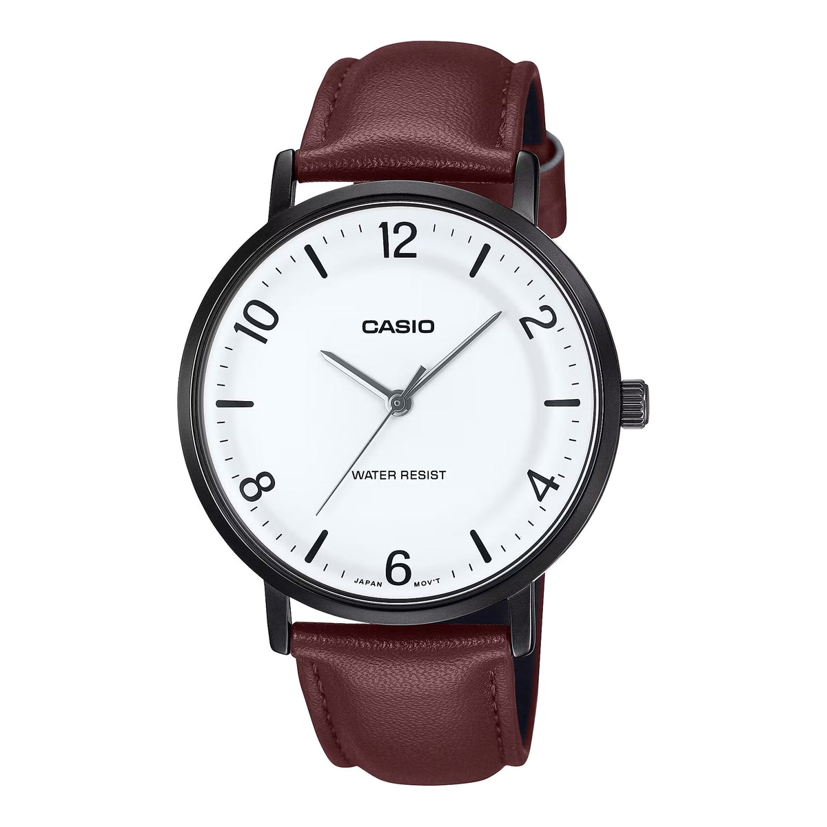 Casio Men's Leather Analog Watch White Dial - MTP-VT03BL-7BDF