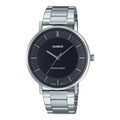 Casio Men’s Men's Black Dial Silver Steel Analog Bracelet Watch - MTP-VT04D-1EDF