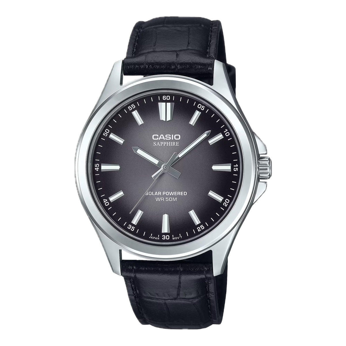 Casio Men's Black Dial Leather Strap Watch - MTS-100L-1AVDF