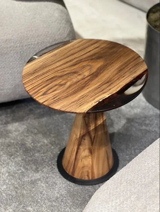 Mushroom Side & End table Made of Walnut and Epoxy Resin