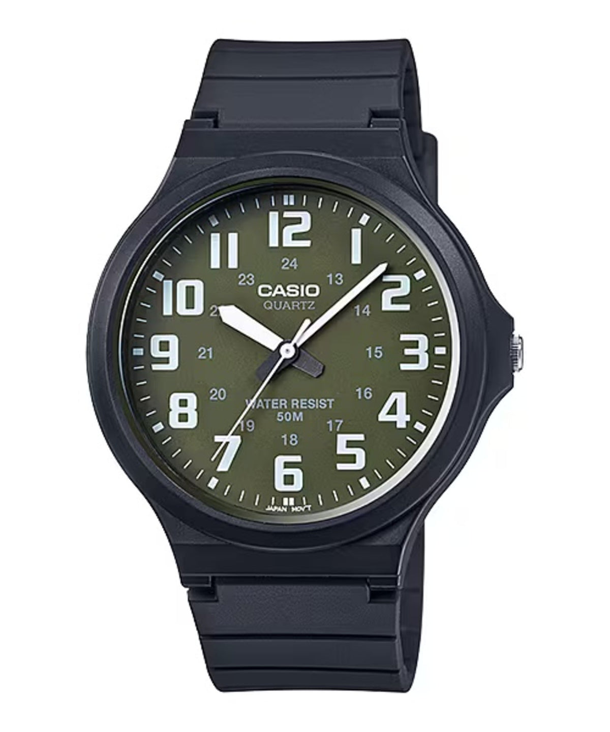 Casio Men's Black Watch with Military Green Dial - MW-240-3BVDF