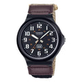 Casio Men's Cream Dial and Brown Nylon Strap Watch - MW-240B-5BVCF