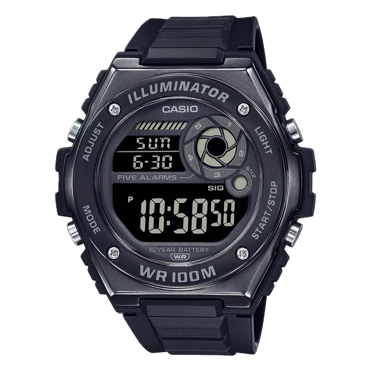 Casio Men's Heavy-Duty Digital Sport Watch with Black Band - MWD-100HB-1BV