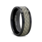 MYSTIQUE Beveled White Carbon Fiber Inlaid Ceramic Ring - 8mm