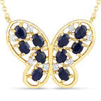 2.16 Carat Genuine Blue Sapphire and White Zircon .925 Sterling Silver Necklace