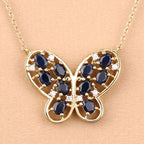2.16 Carat Genuine Blue Sapphire and White Zircon .925 Sterling Silver Necklace