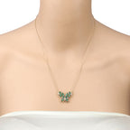 1.56 Carat Genuine Emerald and White Zircon .925 Sterling Silver Necklace