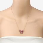 2.36 Carat Genuine Ruby and White Zircon .925 Sterling Silver Necklace