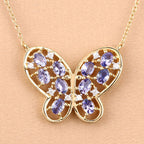 1.86 Carat Genuine Tanzanite and White Zircon .925 Sterling Silver Necklace