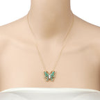2.60 Carat Genuine Emerald and White Zircon .925 Sterling Silver Necklace
