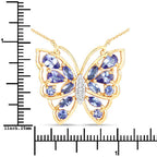 2.76 Carat Genuine Tanzanite and White Zircon .925 Sterling Silver Necklace