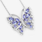 2.76 Carat Genuine Tanzanite and White Zircon .925 Sterling Silver Necklace