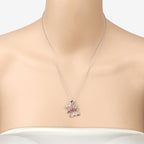 0.62 Carat Genuine Ruby and White Zircon .925 Sterling Silver Necklace