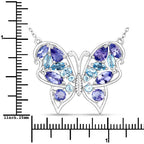 3.60 Carat Genuine Tanzanite and Swiss Blue Topaz .925 Sterling Silver Necklace