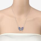 3.60 Carat Genuine Tanzanite and Swiss Blue Topaz .925 Sterling Silver Necklace