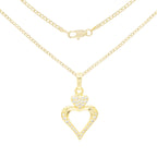 Cubic Zirconia 14K Gold Filled Two Hearts Pendant Necklace Set