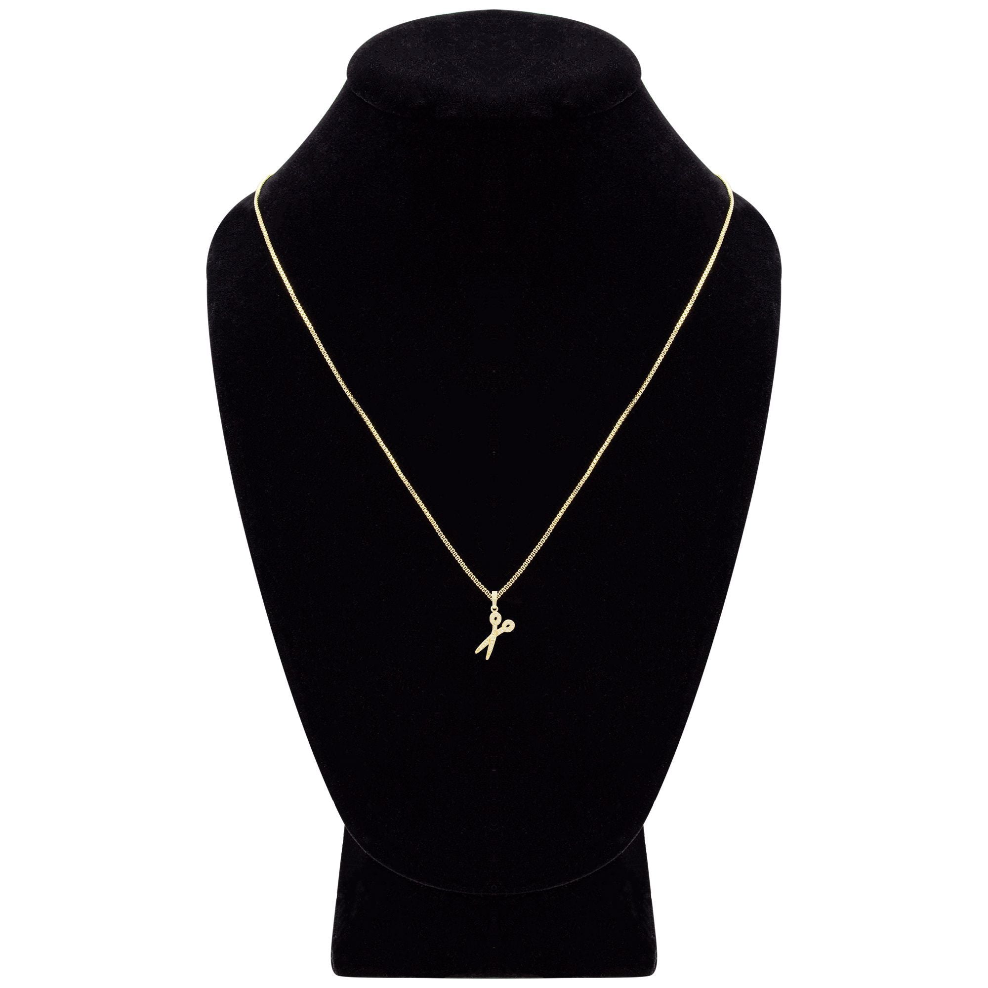 Cubic Zirconia Scissors Pendant 14K Gold Filled Necklace Set