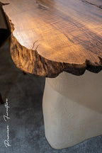 Wabi Sabi Style Luxury Solid Wood Walnut Table with Stone Inspired Legs