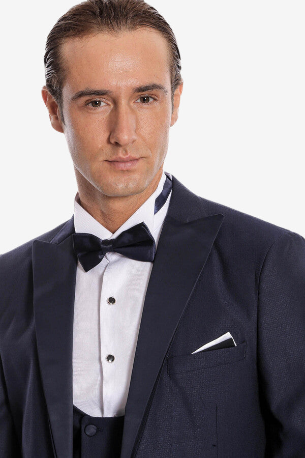 Navy Blue Vested Tuxedo - Wessi