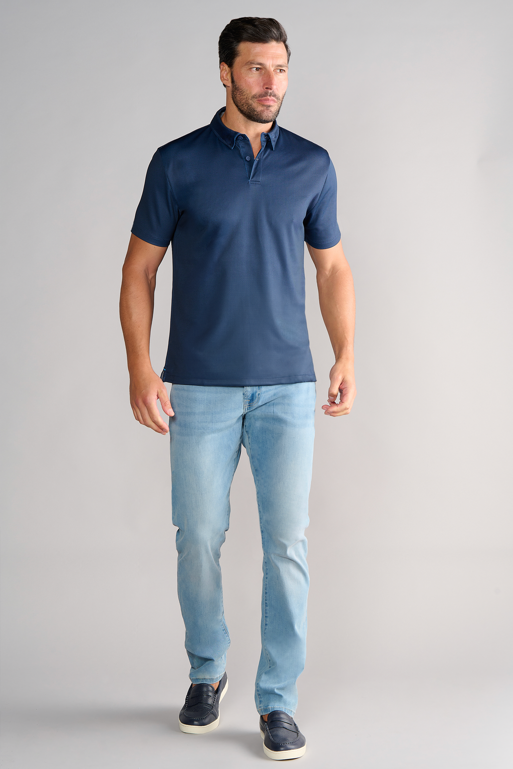 Short Sleeve Polo Dot // Navy