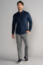 Long Sleeve Button Down Polo Solid // Navy