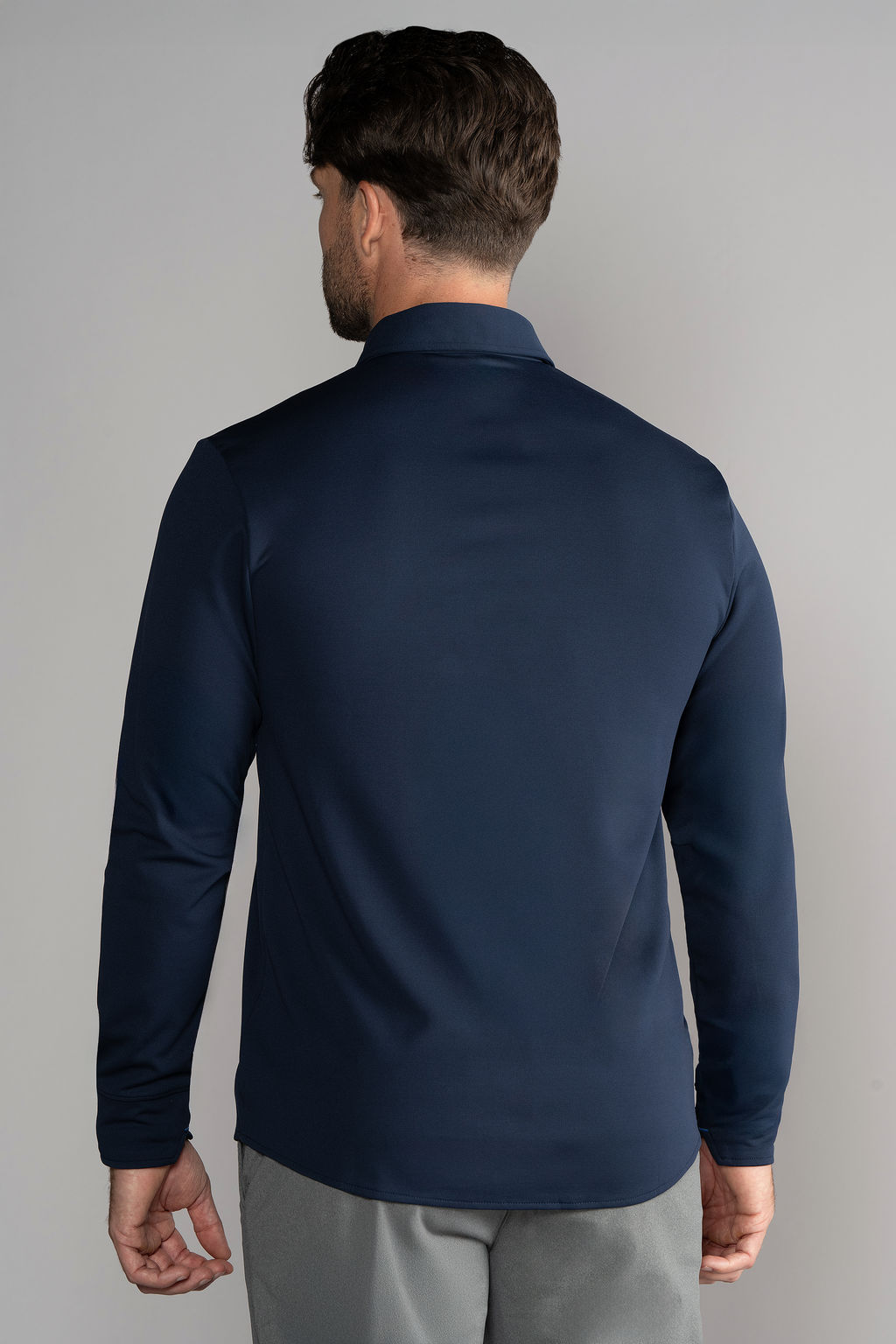 Long Sleeve Button Down Polo Solid // Navy