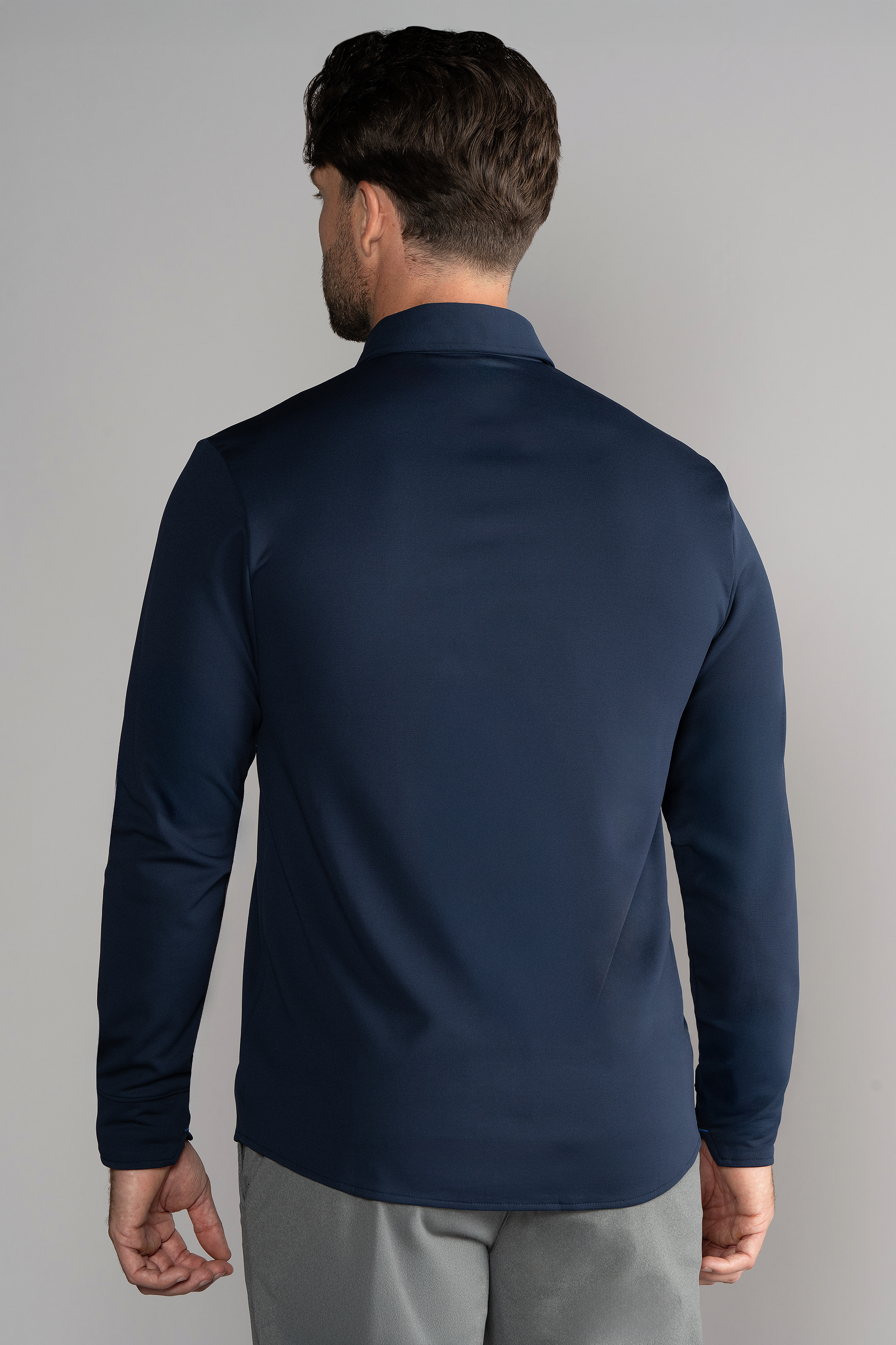 Long Sleeve Button Down Polo Solid // Navy