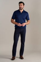 Short Sleeve Sweater Polo Solid // Navy